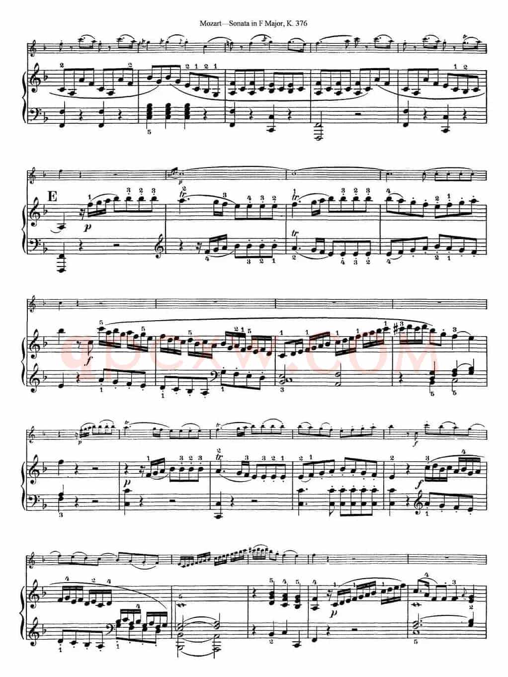 Violin Sonata in F Major K.376（小提琴+钢琴伴奏）