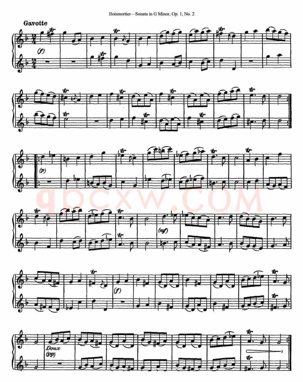 博伊斯卯绨G大调双长笛奏鸣曲Op.1（NO.2）