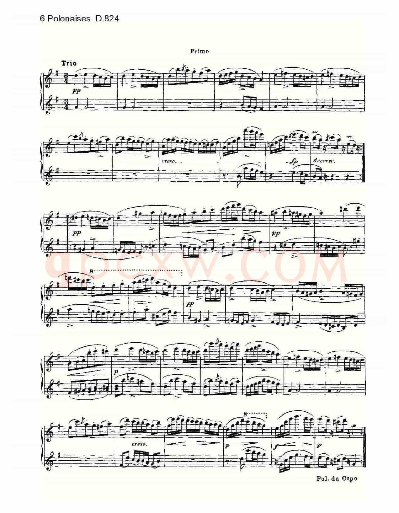 6 Polonaises D.824（6波罗乃兹舞曲 D.824）