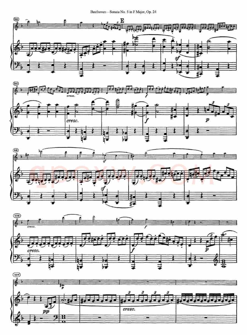 Violin Sonata No.5 in F Major Op.24（小提琴+钢琴伴奏）