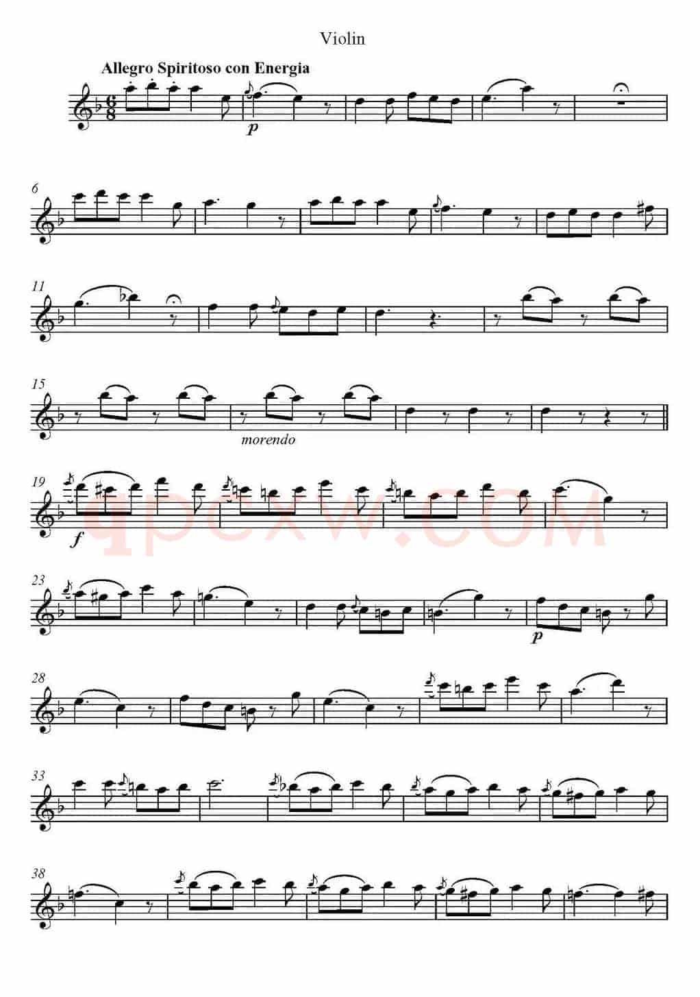 帕格尼尼六首《小提琴和吉他二重奏》 (M.S.110)（小提琴分谱）