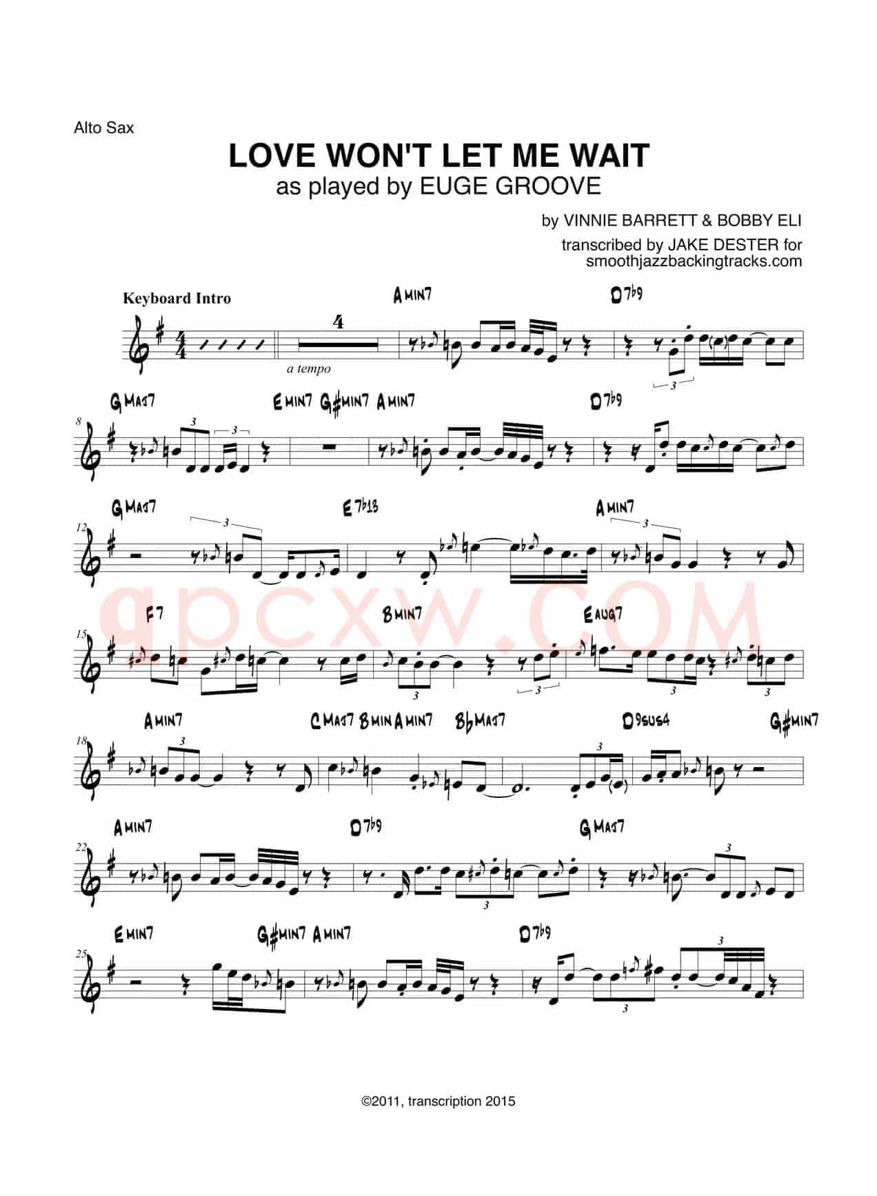 Love Wont Let Me Wait（中音萨克斯）