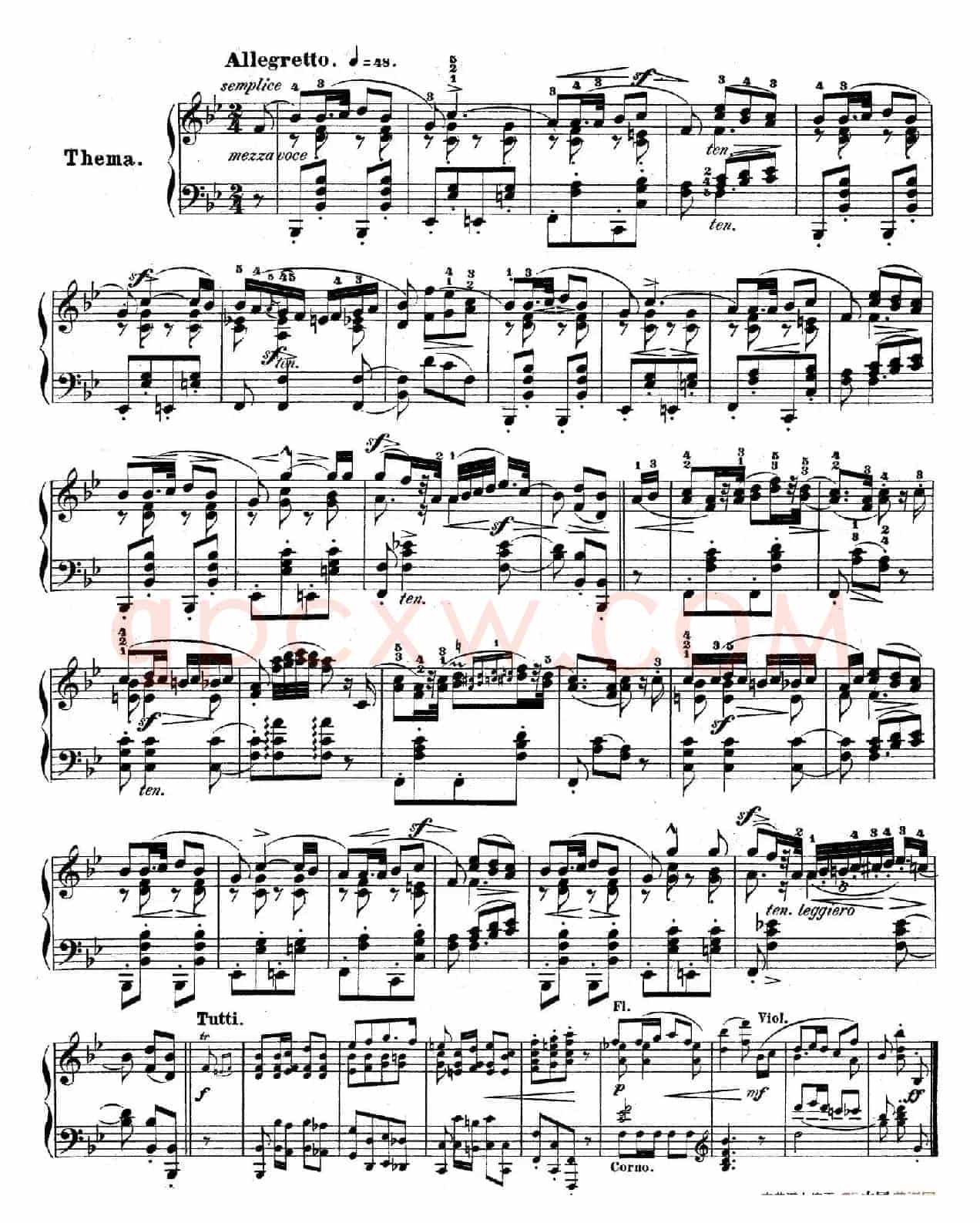降B大调莫扎特主题变奏曲 Op.2(为钢琴与乐队而作)