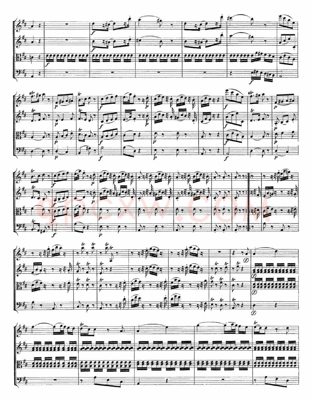 Mozart《Quartet No.9 in A Major,K.169》（总谱）