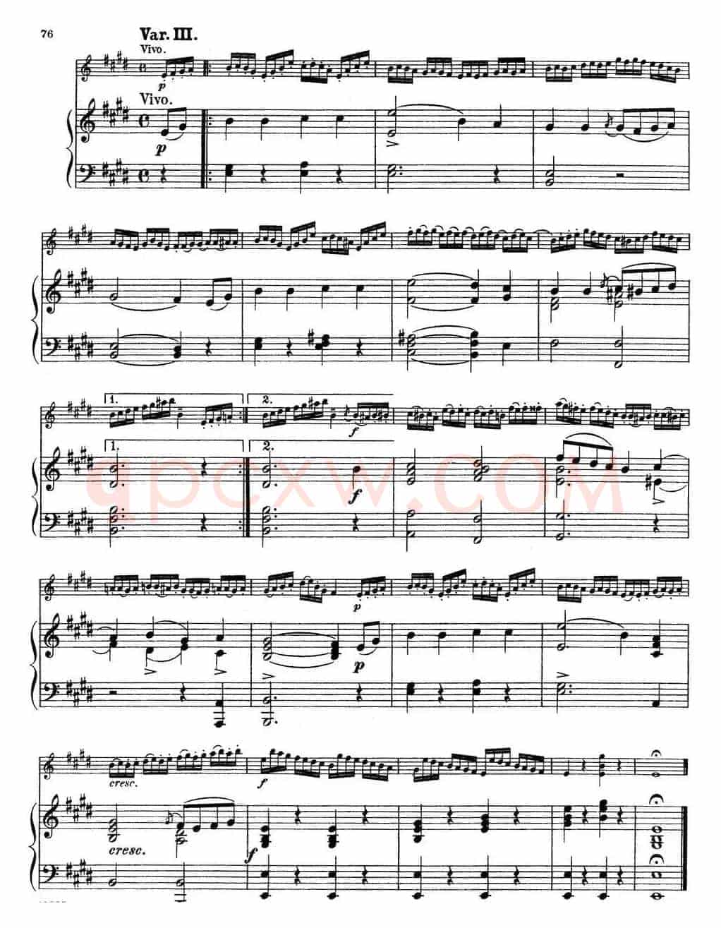 25首小提琴曲合集:Theme with Variations.(ADOLF GRUNWALD.Op.7,No.3)(小提琴+钢琴伴奏)