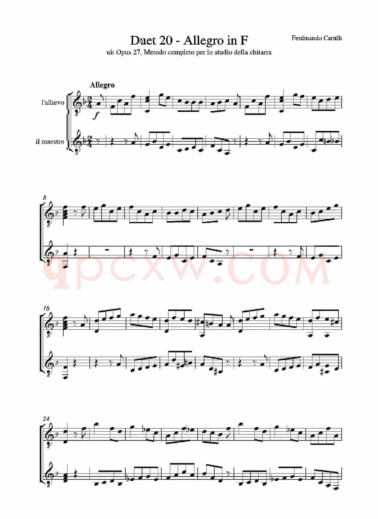 Metodo Completo Op.27-3（古典吉他二重奏练习·20）