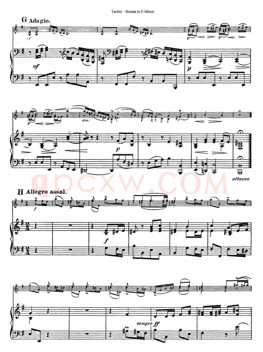 Violin Sonata in E Minor（小提琴+钢琴伴奏）