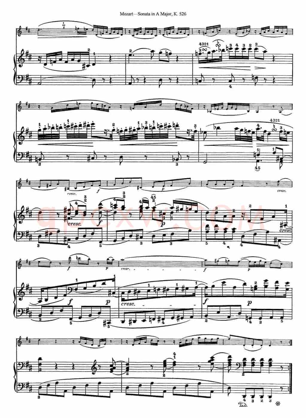 Violin Sonata in A Major K.526（小提琴+钢琴伴奏）