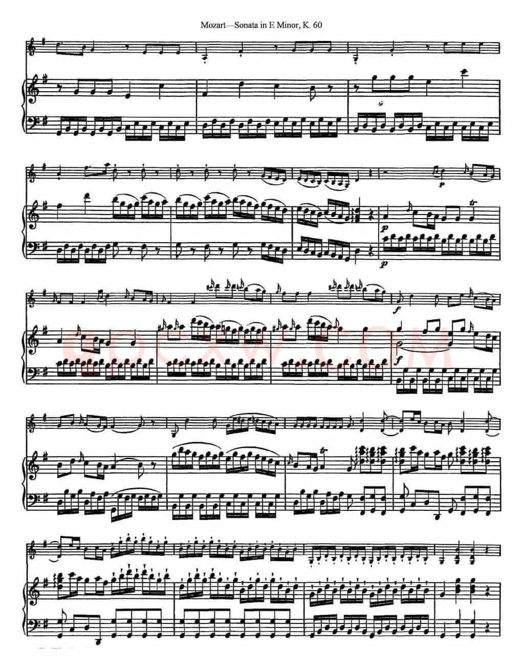 Violin Sonata in E Minor K.60（小提琴+钢琴伴奏）