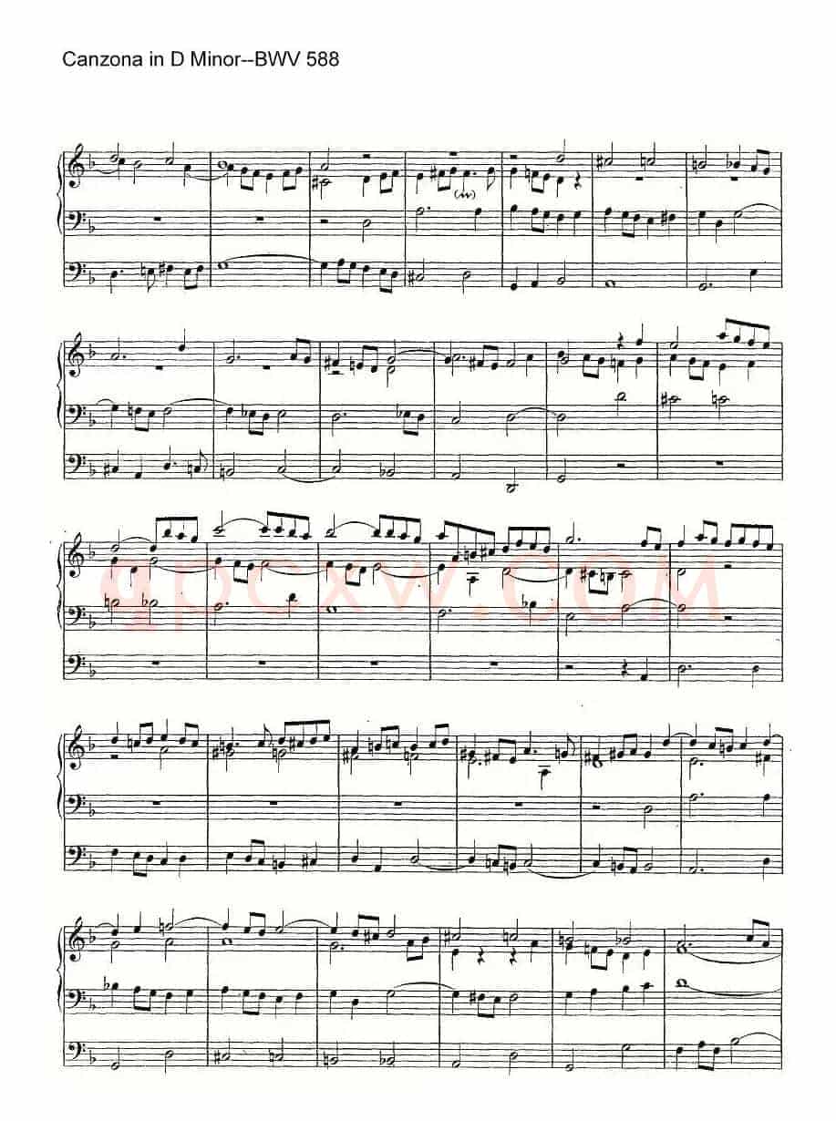 Canzona in D Minor--BWV 588(管风琴谱)