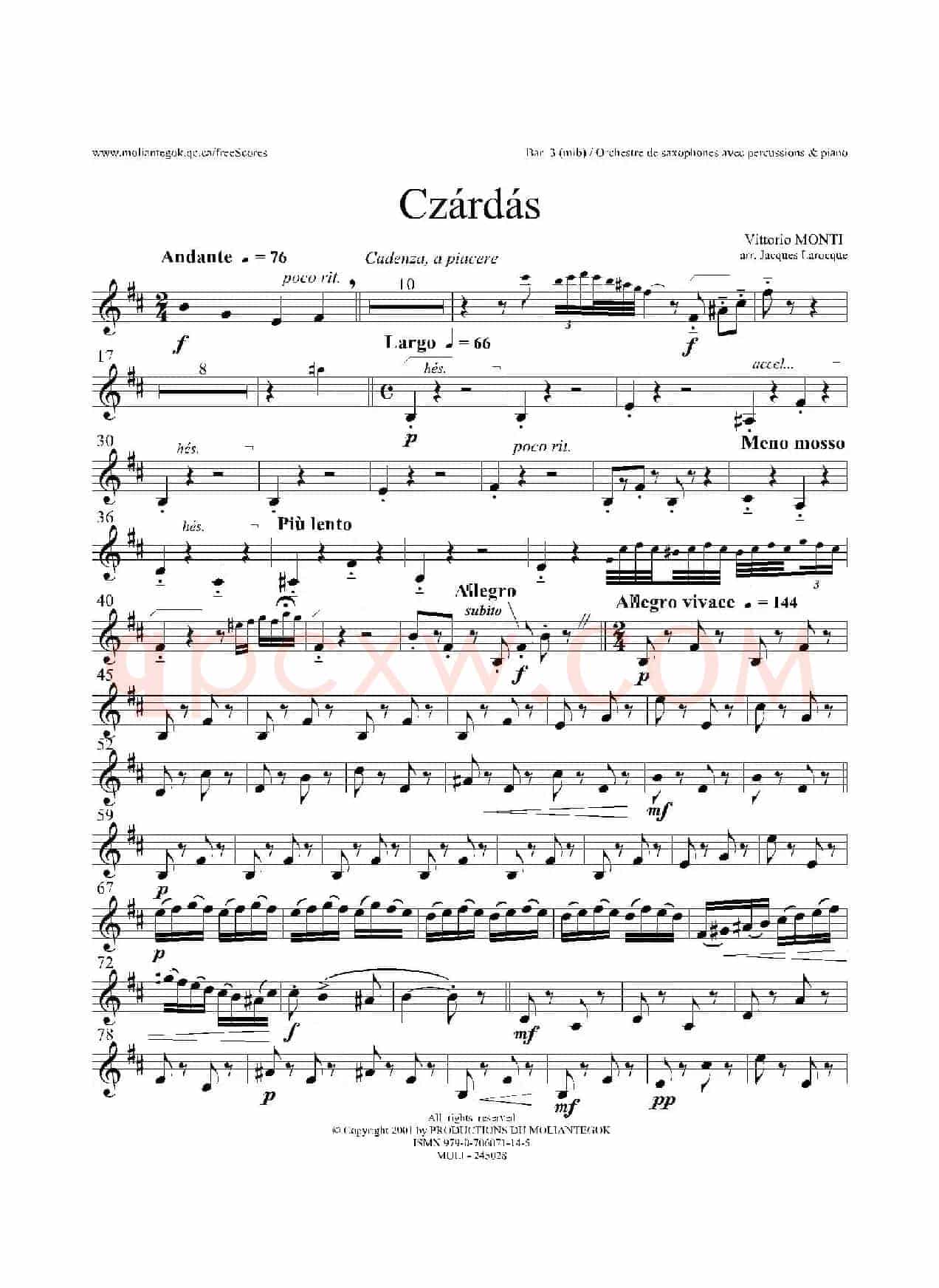 Czardas 查尔达斯（15重奏）（3支上低音萨克斯）