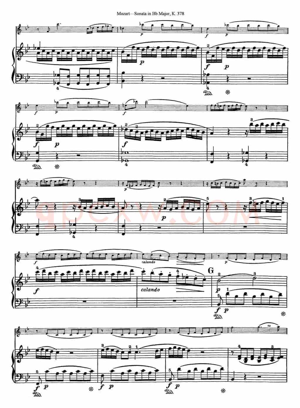 Violin Sonata in Bb Major K.378（小提琴+钢琴伴奏）