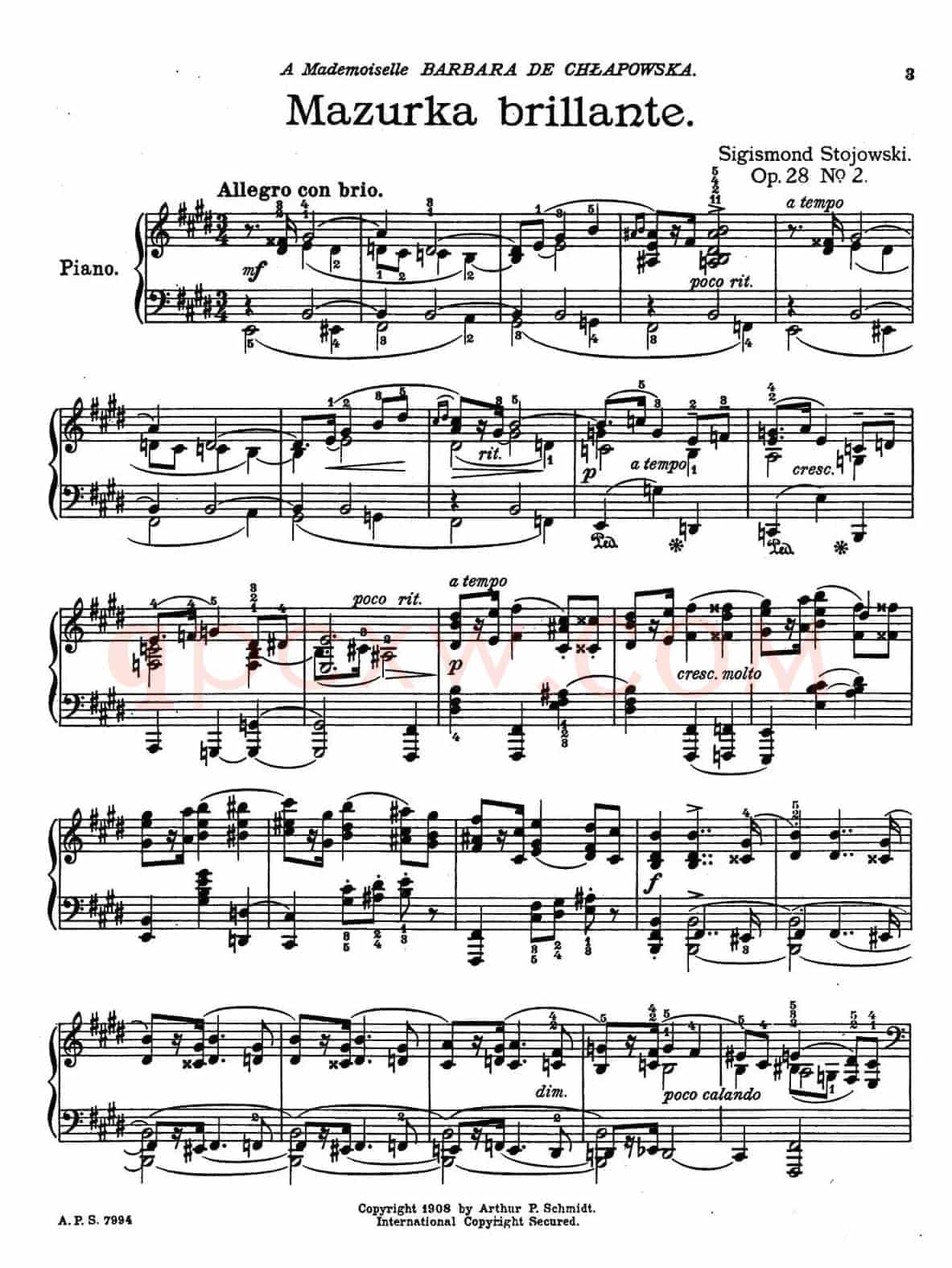2首玛祖卡舞曲（2）（Two Mazurkas Op.28 No.2）