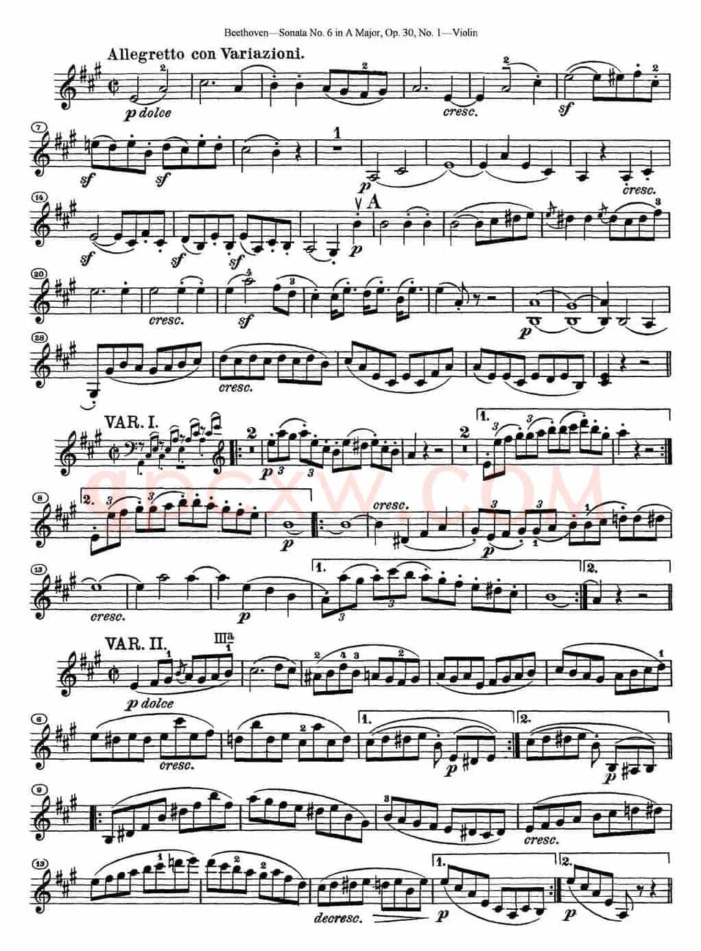 Violin Sonata No.6 in A Major Op.30 No.1