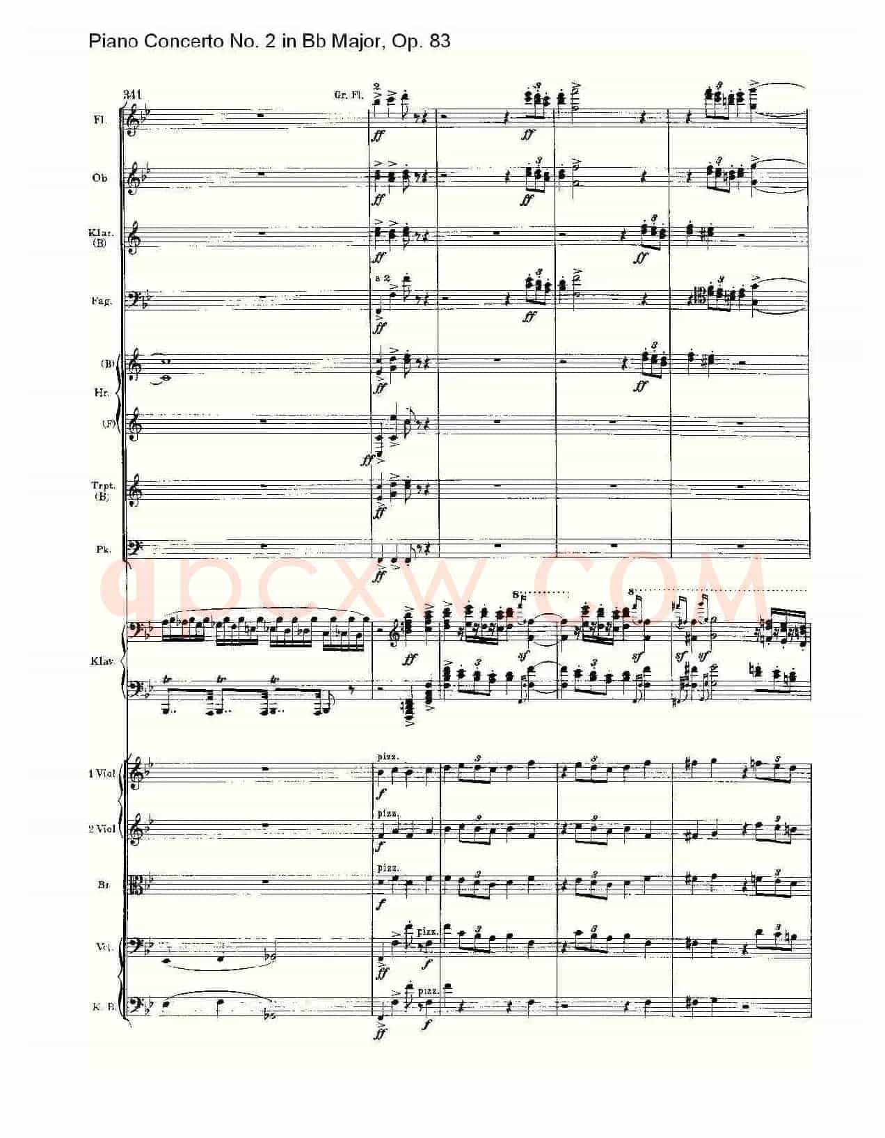 Bb大调钢琴第二协奏曲, Op.83第一乐章(二)