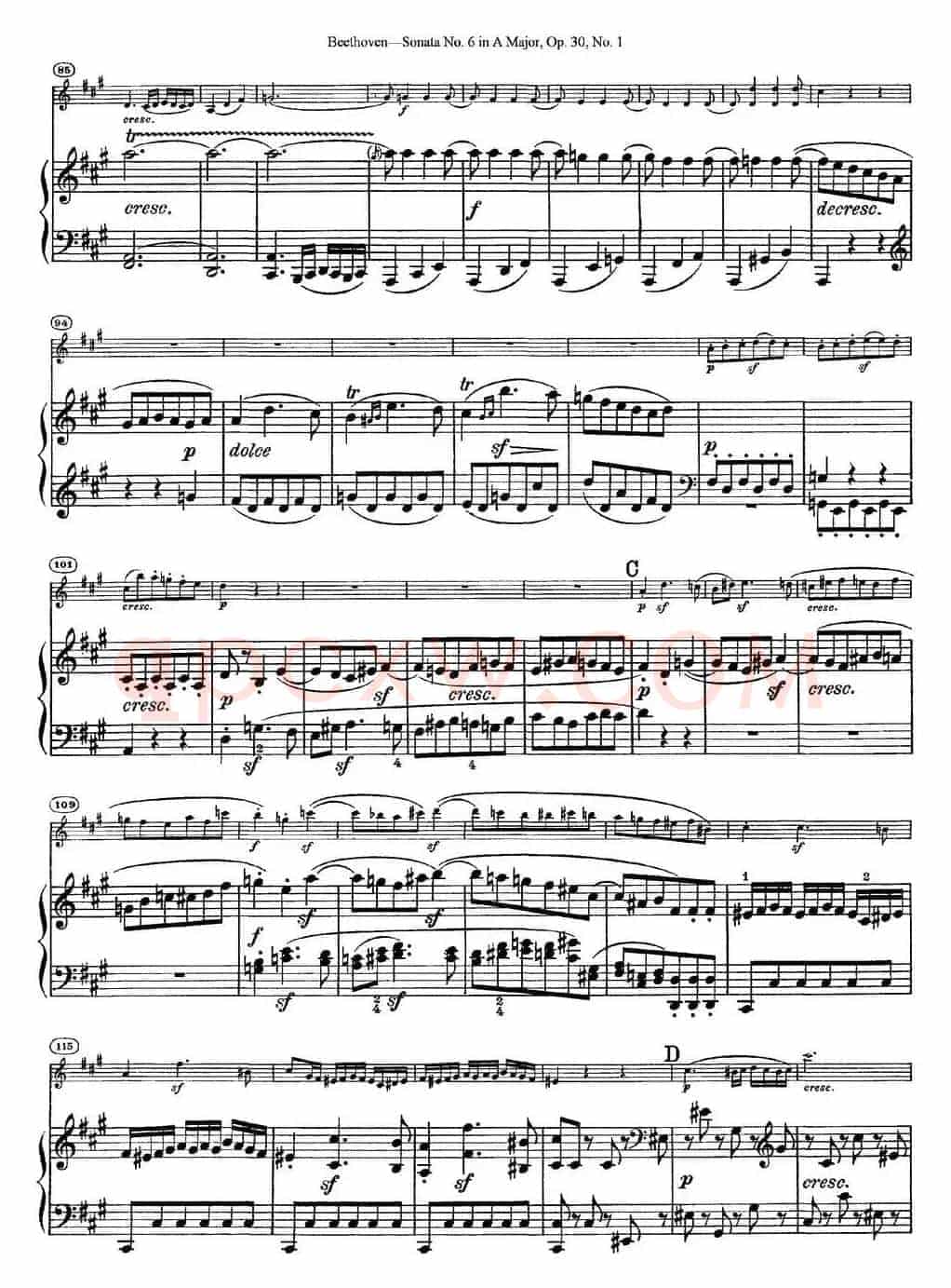 Violin Sonata No.6 in A Major Op.30 No.1（小提琴+钢琴伴奏）