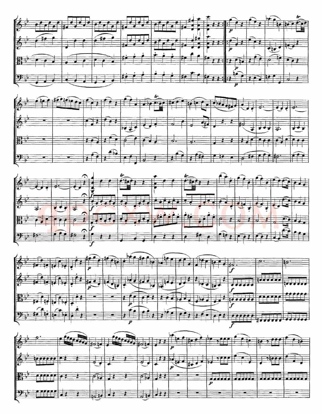 Mozart《Quartet No.6 in Bb Major,K.159》（总谱）