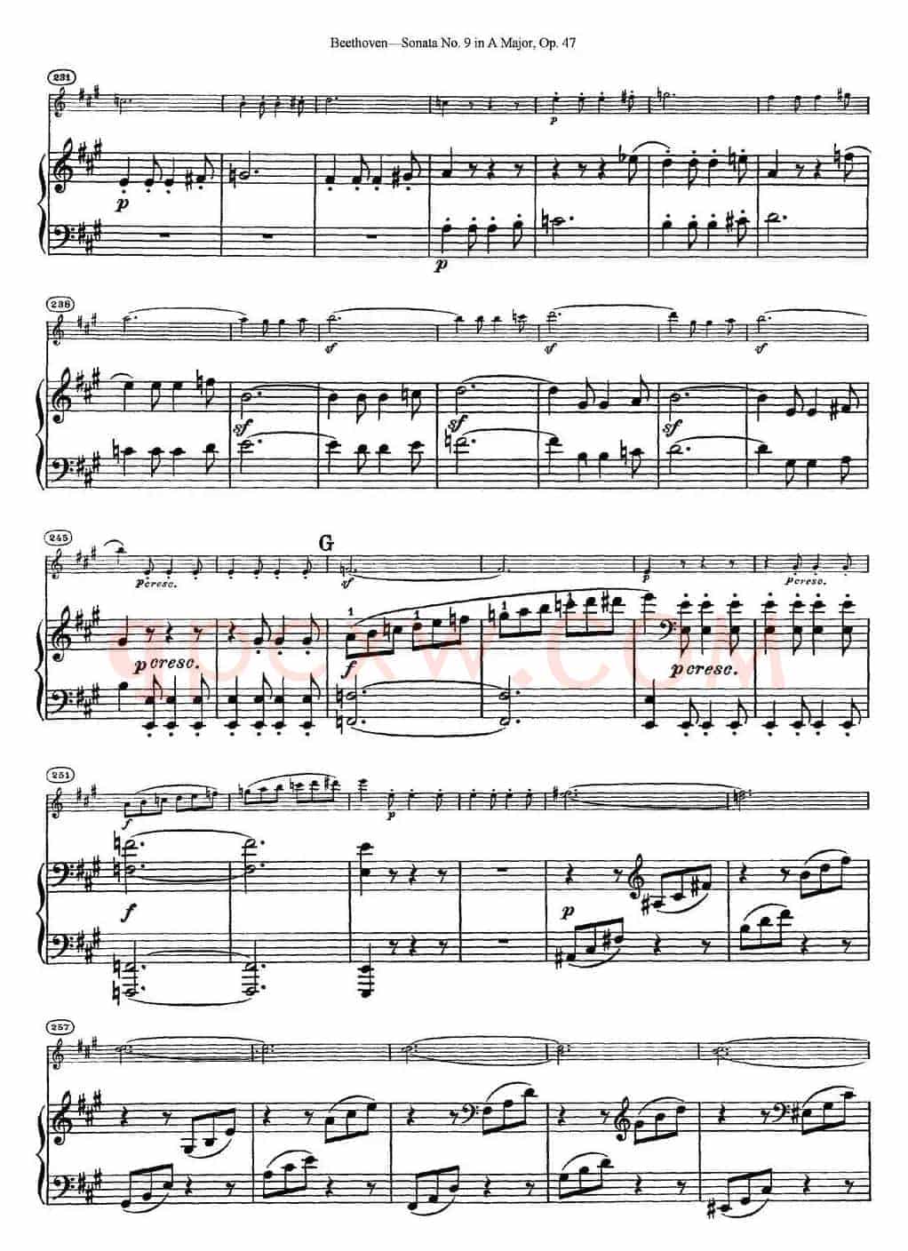 Violin Sonata No.9 in A Major Op.47（小提琴+钢琴伴奏）