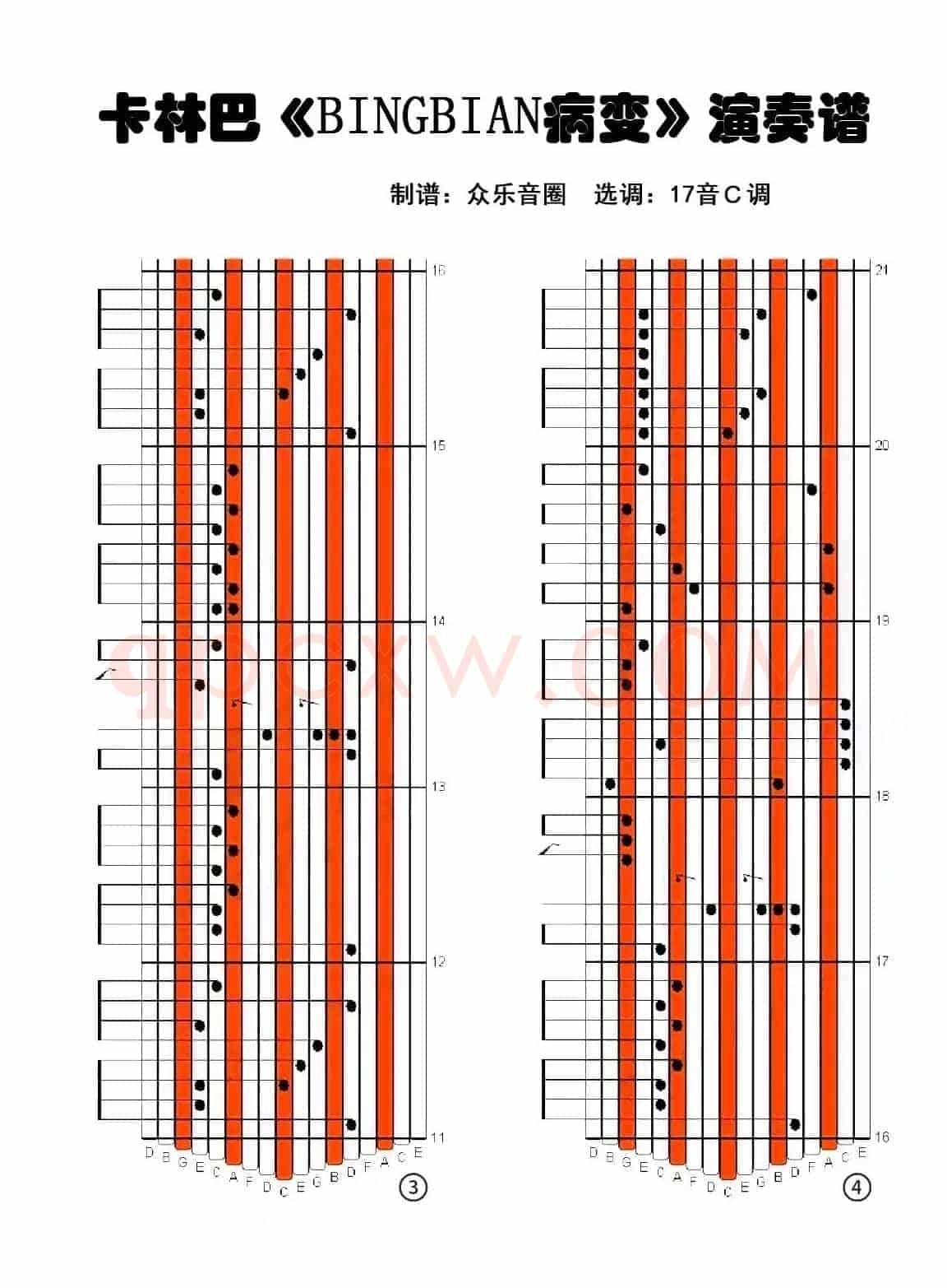 BINGBIAN病变（拇指琴卡林巴琴演奏谱）