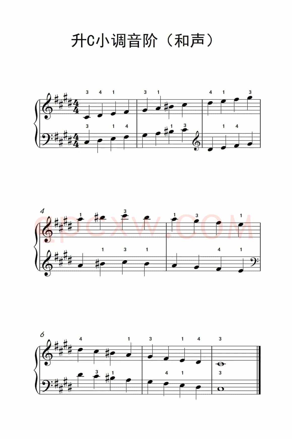 升C小调音阶（和声）（孩子们的钢琴音阶、和弦与琶音 2）