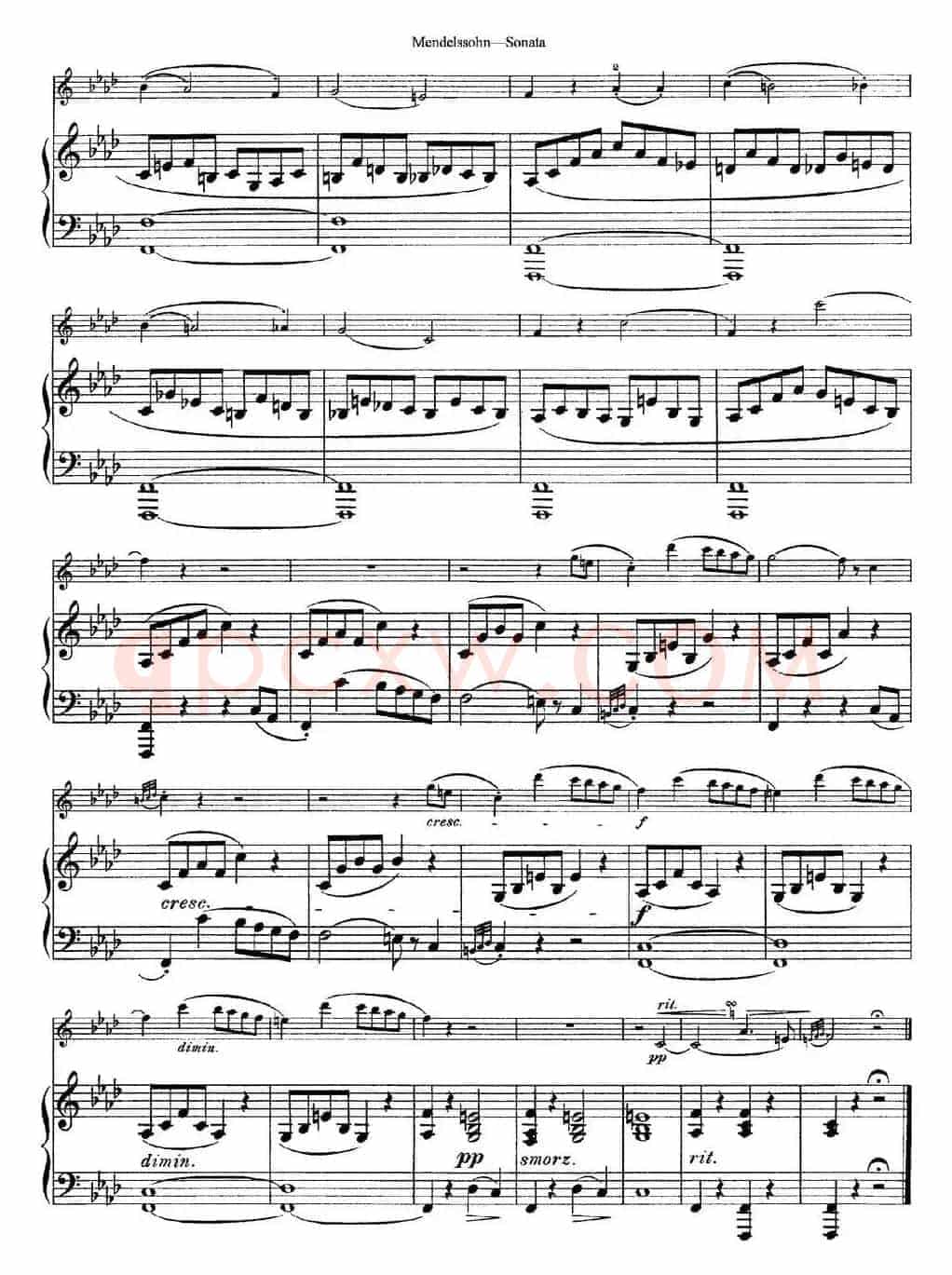 Mendelssohn Violin Sonata（小提琴+钢琴伴奏）