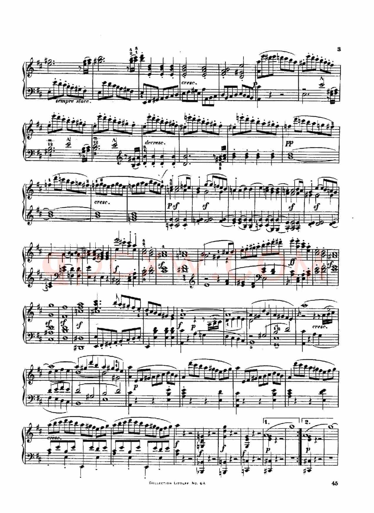 String Quartet No.3 in D Major Op.18-3（D大调第三弦乐四重奏·钢琴独奏版）