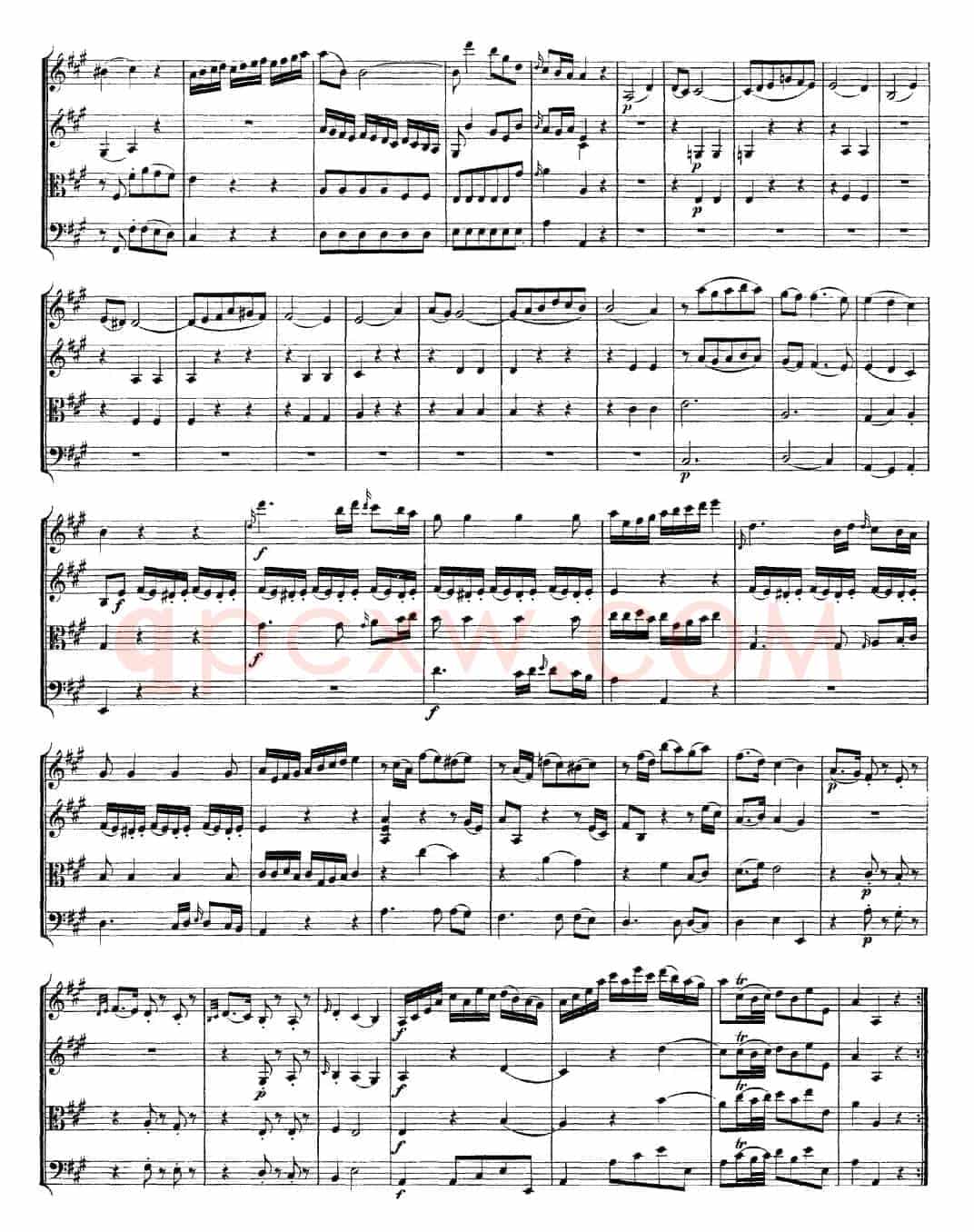 Mozart《Quartet No.9 in A Major,K.169》（总谱）