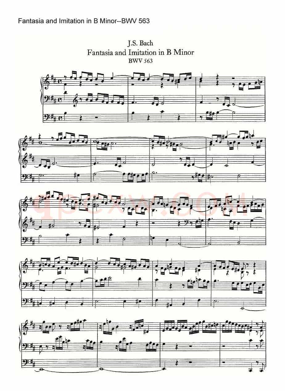 Fantasia and Imitation in B Minor--BWV 563（管风琴谱）