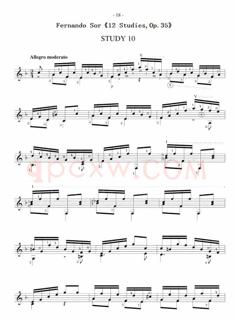 Fernando Sor《12 Studies,Op.35》（STUDY 10）