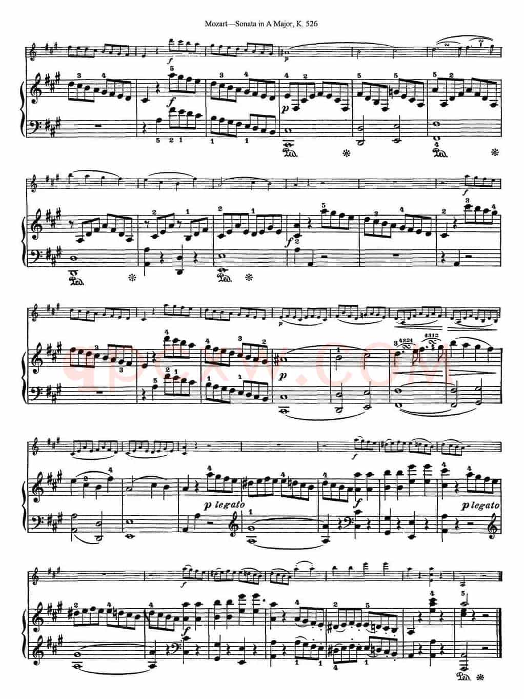 Violin Sonata in A Major K.526（小提琴+钢琴伴奏）