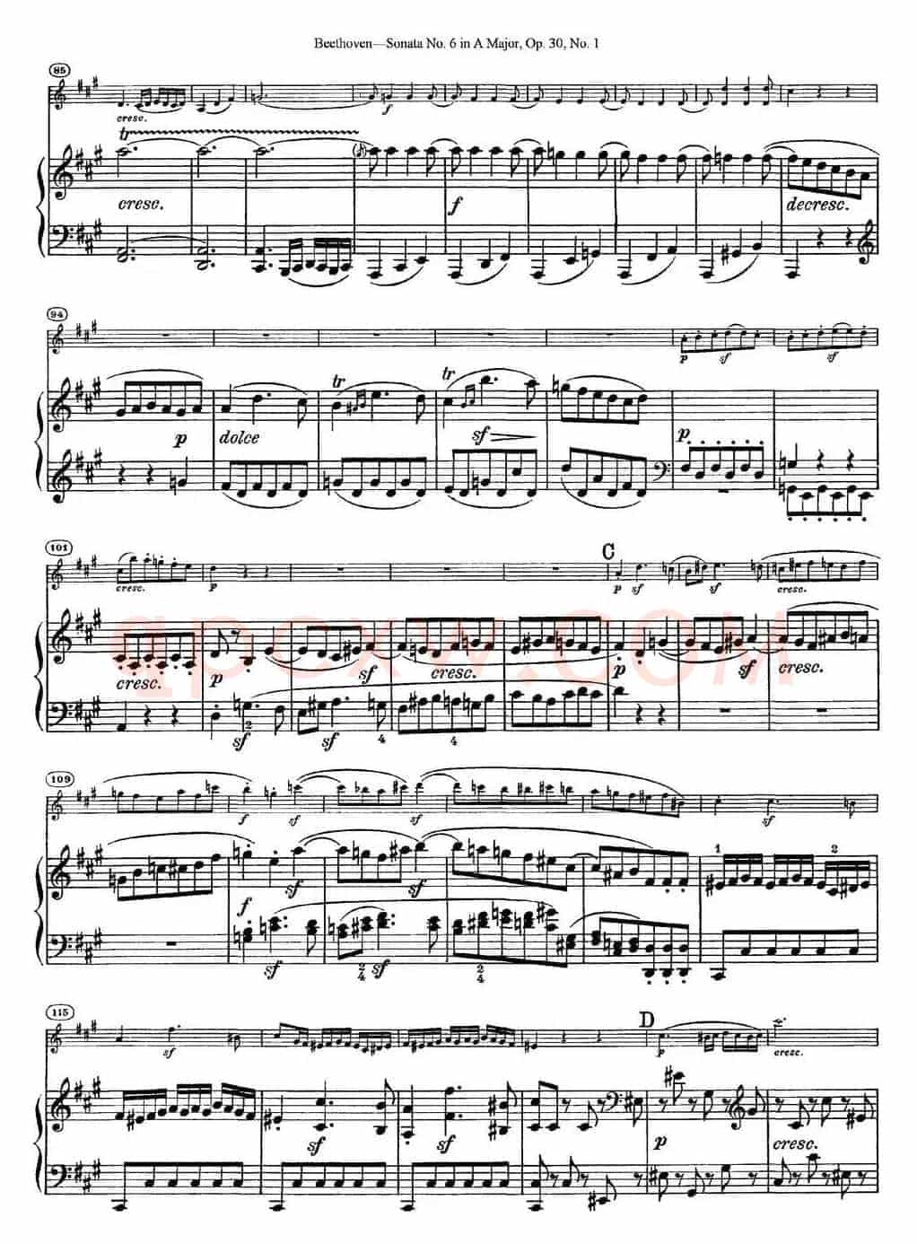 Violin Sonata No.6 in A Major Op.30 No.1（小提琴+钢琴伴奏）