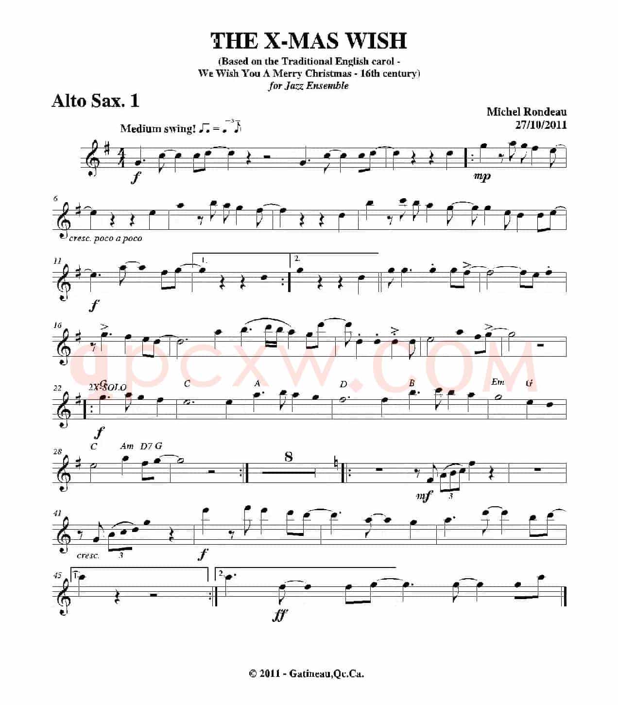 THE X-MAS WISH（第一中音萨克斯分谱）
