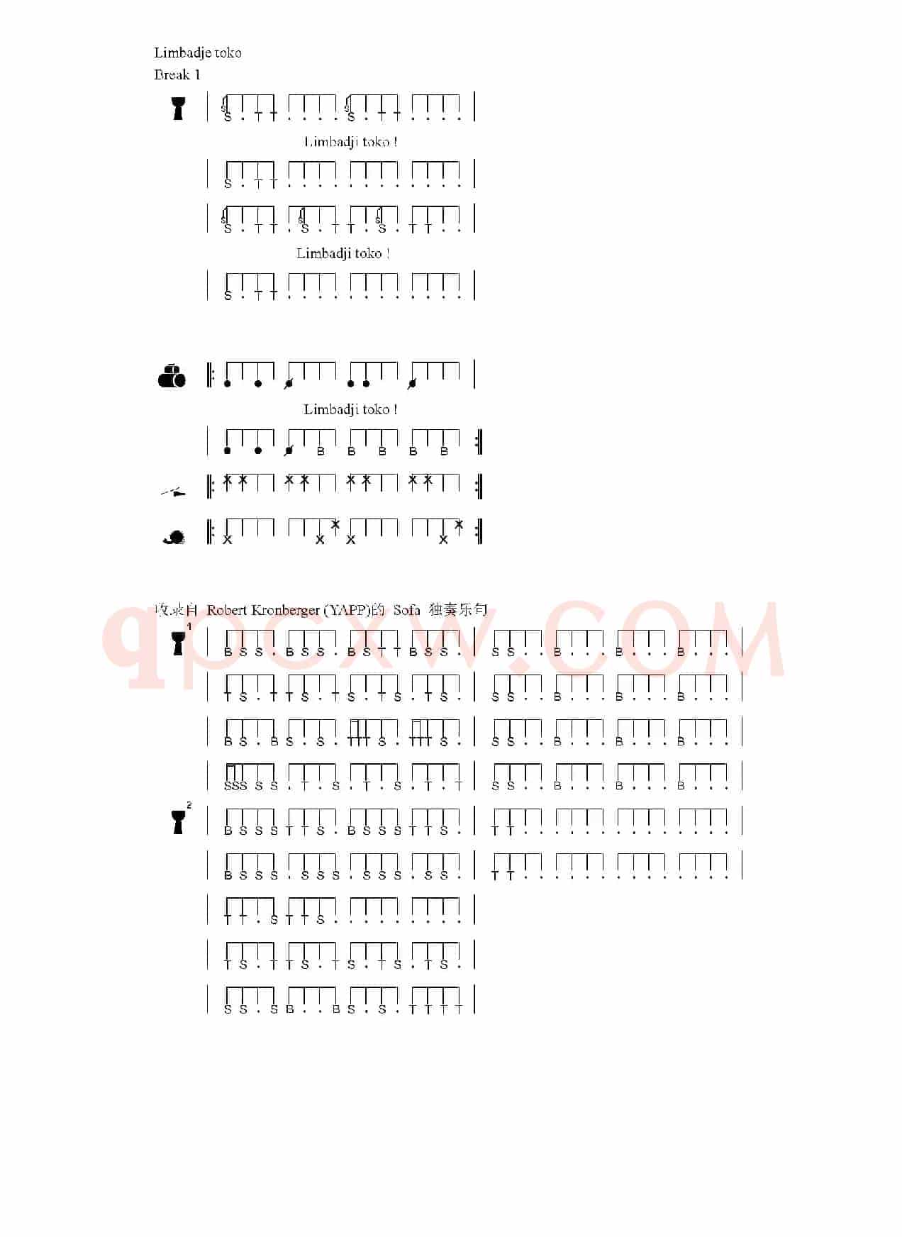 Sofa / Limbadji toko（非洲手鼓谱）