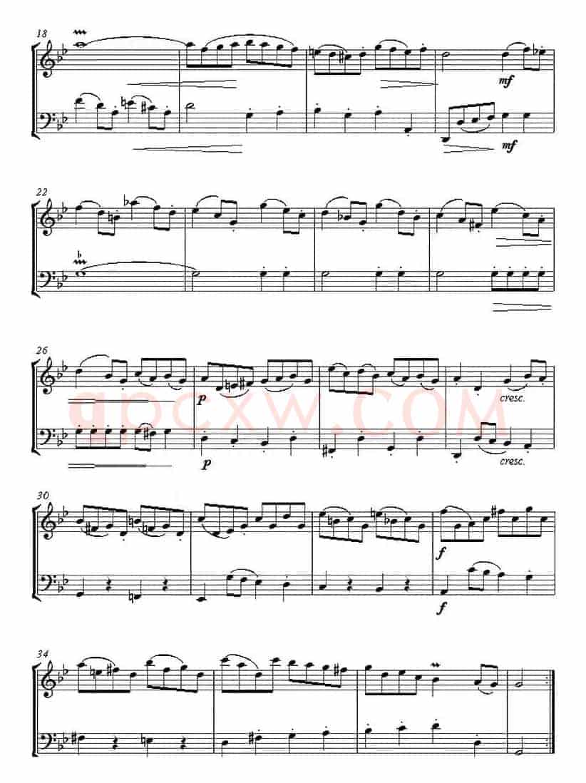 Gavotte from English Suite,No.3 in G minor(加沃特舞曲)(小提琴、大提琴二重奏)