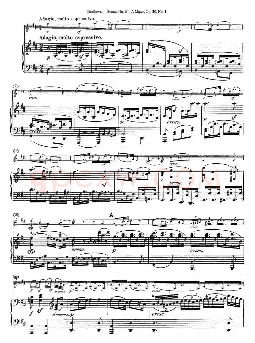 Violin Sonata No.6 in A Major Op.30 No.1（小提琴+钢琴伴奏）