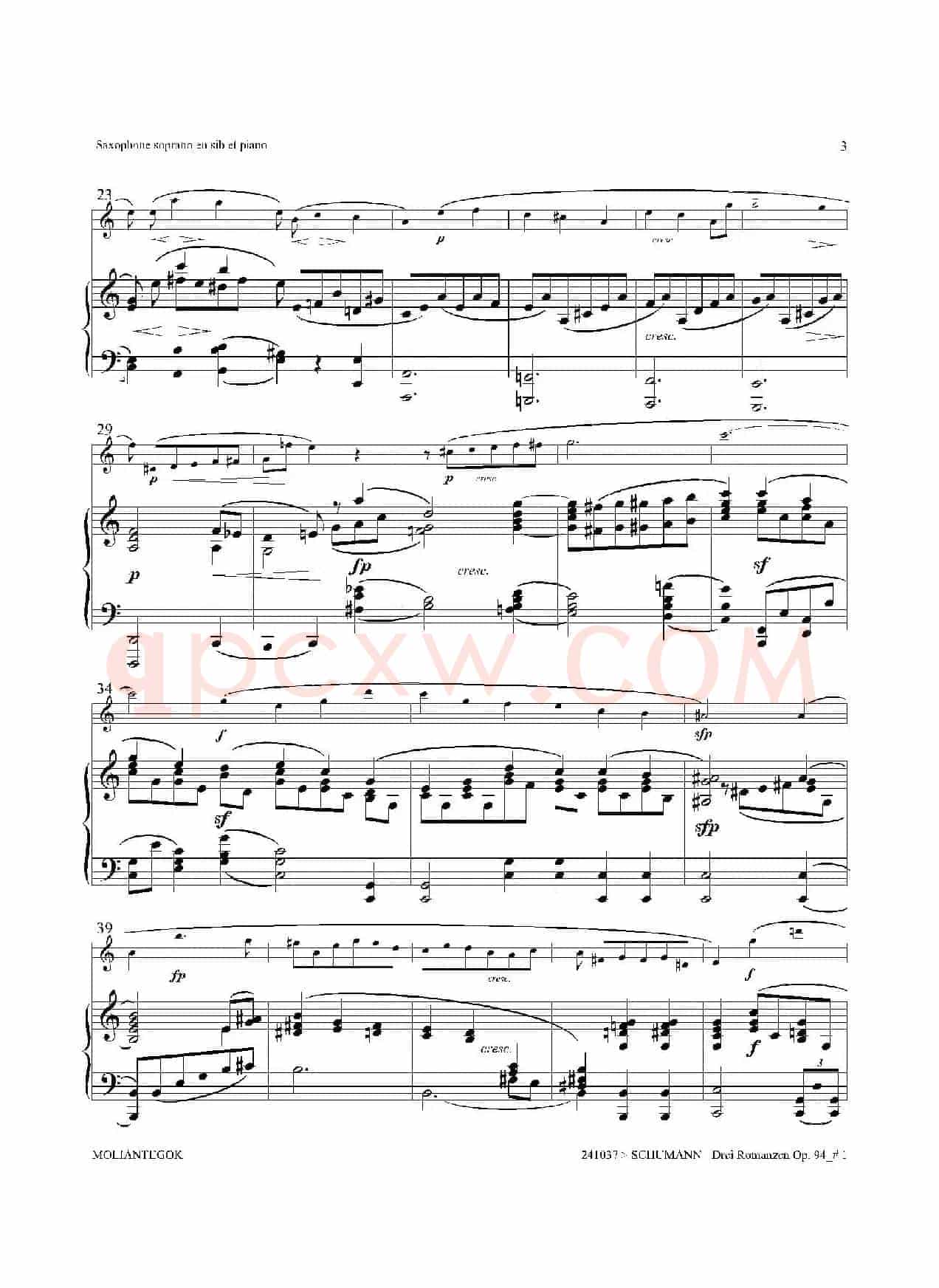 三首浪漫曲 Op.94（高音萨克斯+钢琴伴奏）