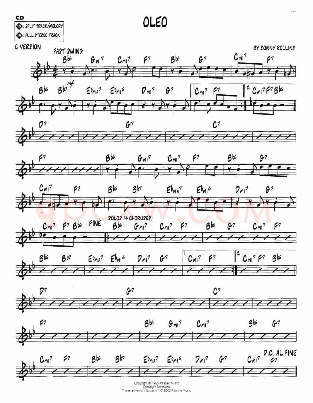 OLEO（jazz系列萨克斯谱）