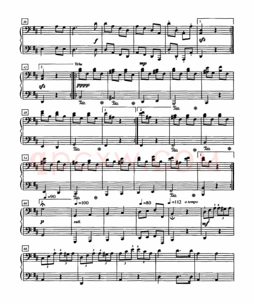 D大调小步舞曲（四手联弹第二钢琴）