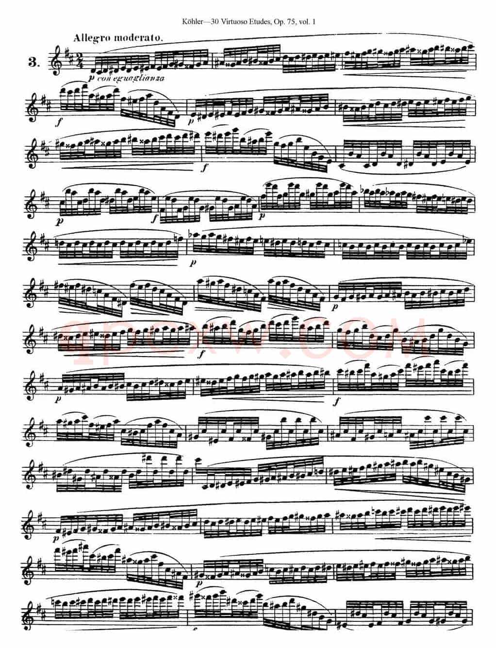 柯勒30首高级长笛练习曲作品75号（NO.3）