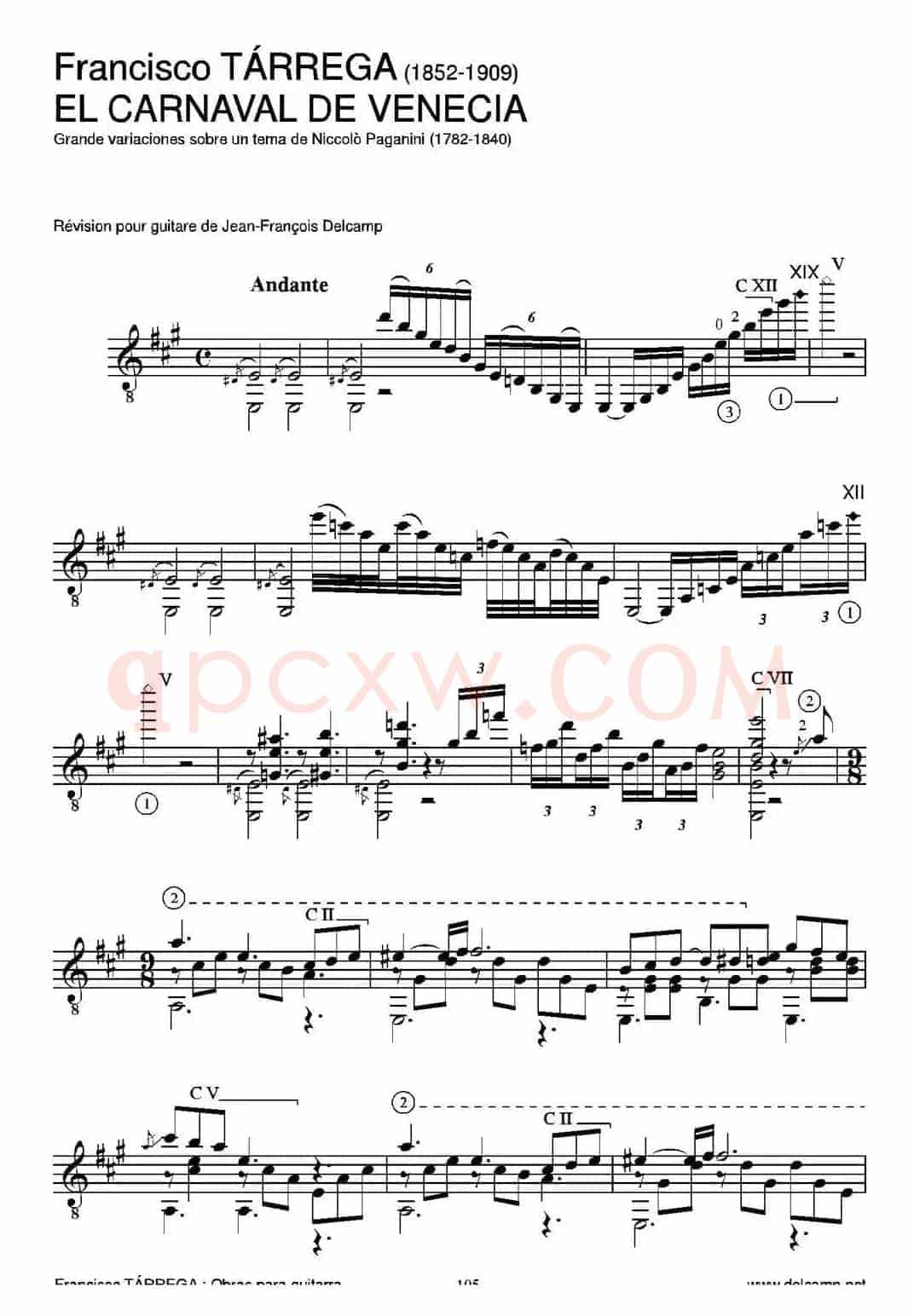 EL CARNAVAL DE VENECIA(Grande variaciones sobre un tema de Niccolo Paganini)(古典吉他)