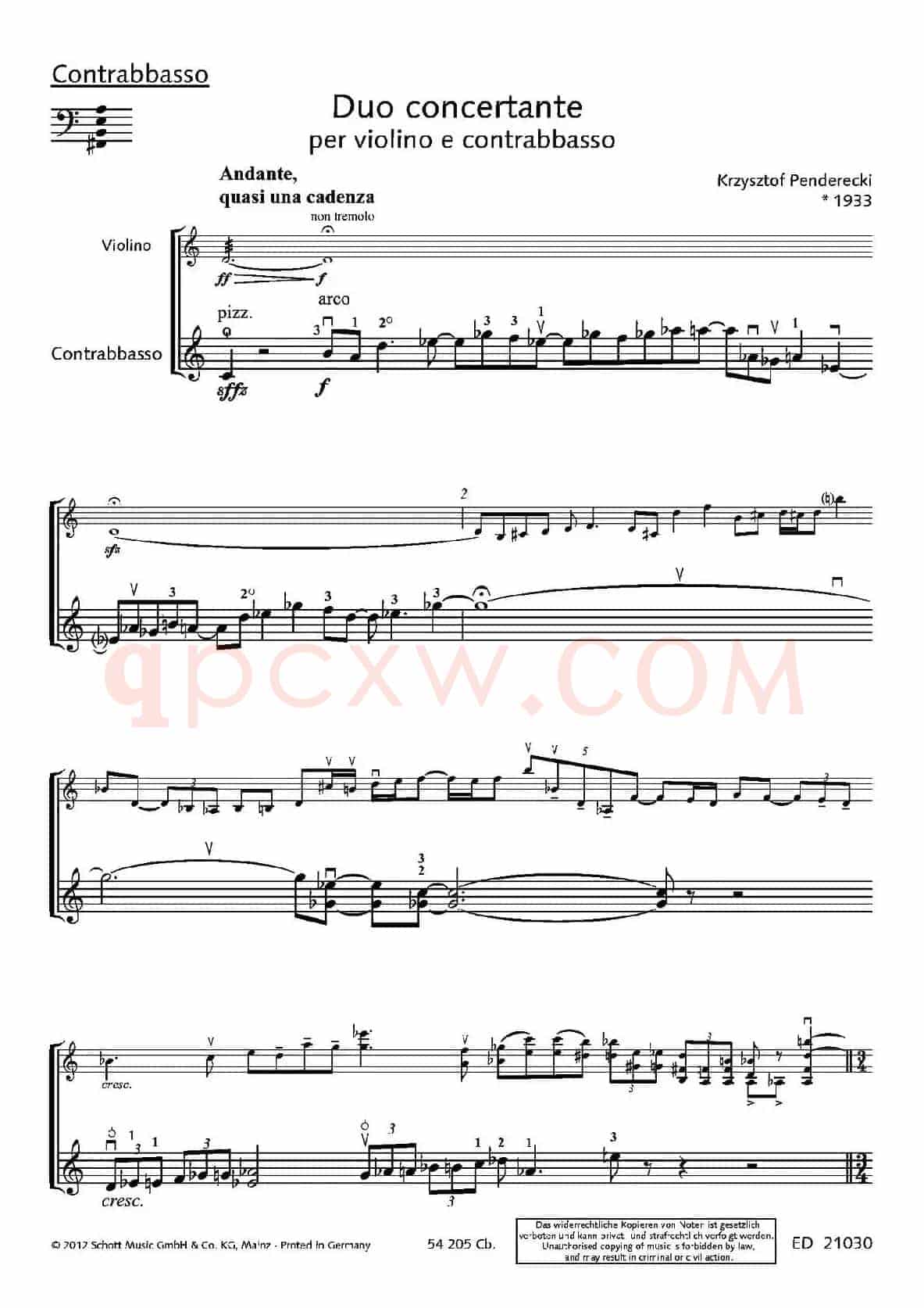 Duo concertante（炫技二重奏）（小提琴+低音提琴二重奏）