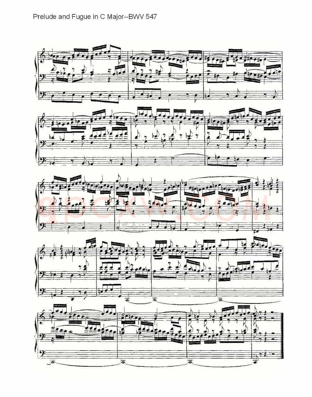 Prelude and Fugue in C Major--BWV 547 (管风琴谱)
