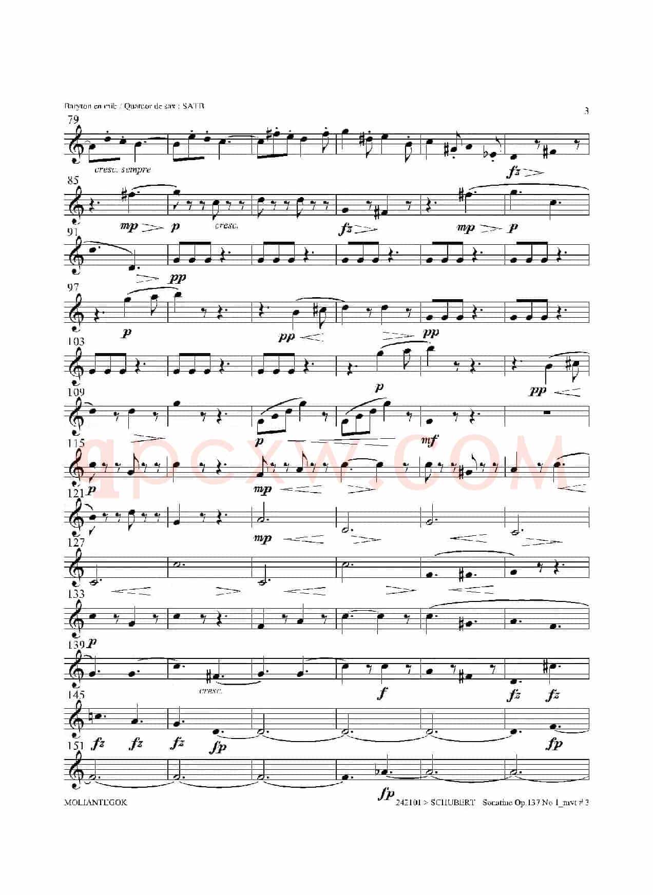 Sonatine Op.137 No 1（四重奏上低音萨克斯分谱）