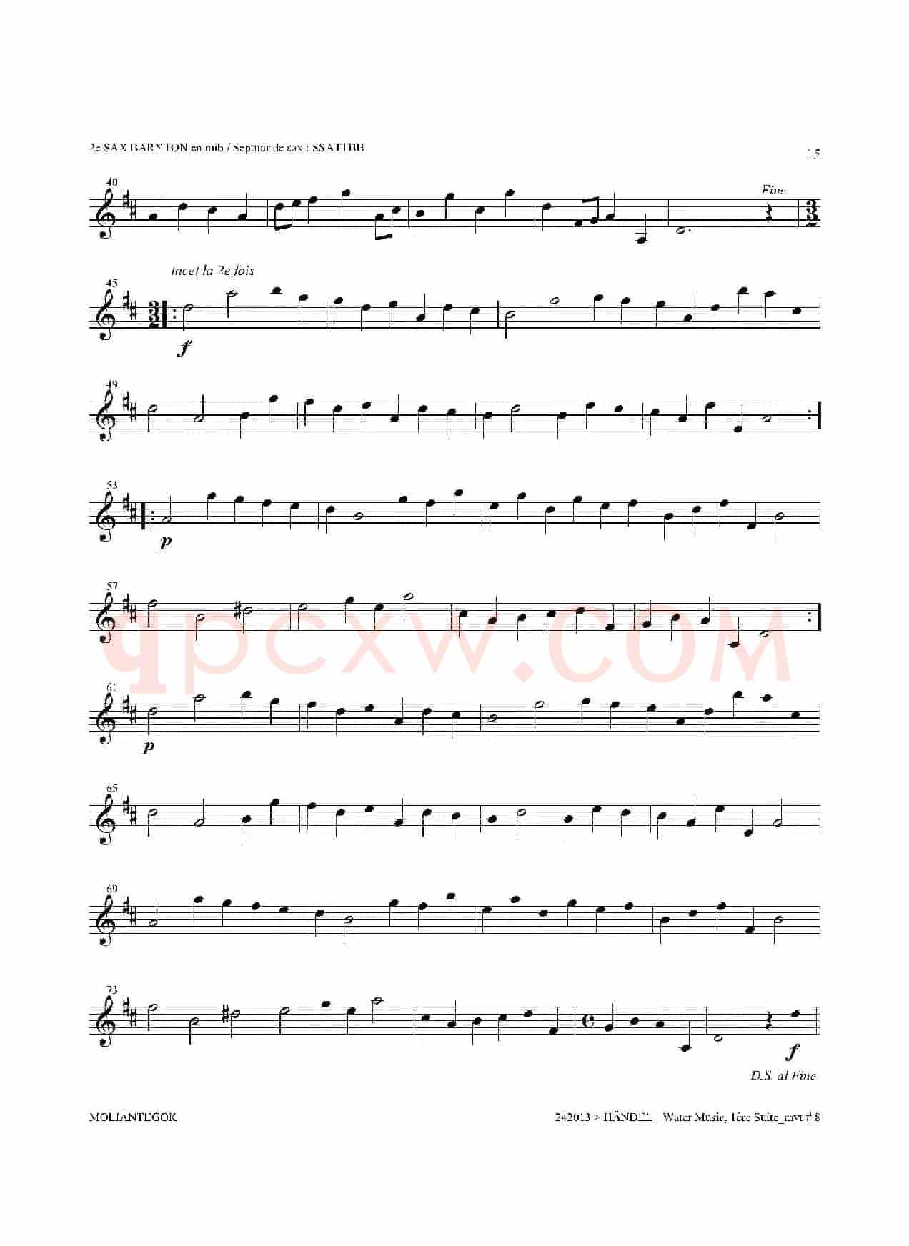 Water Music（HWV.348 No.1）（第二上低音萨克斯）