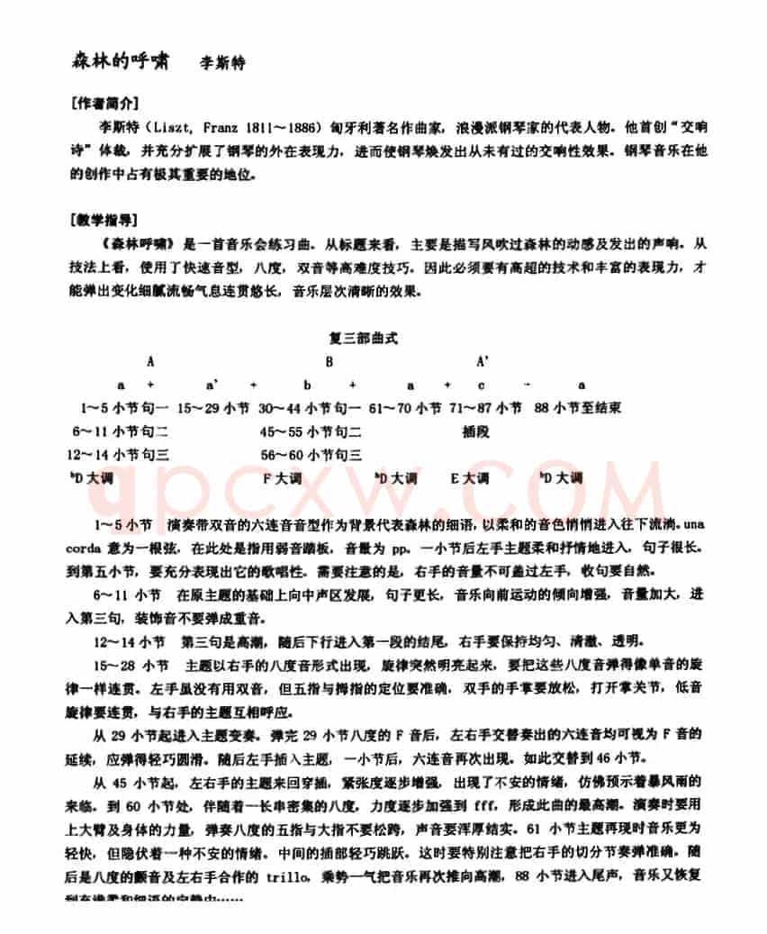 李斯特音乐会练习曲 S145(1 S145 森林的呼啸 Waldesrauschen)