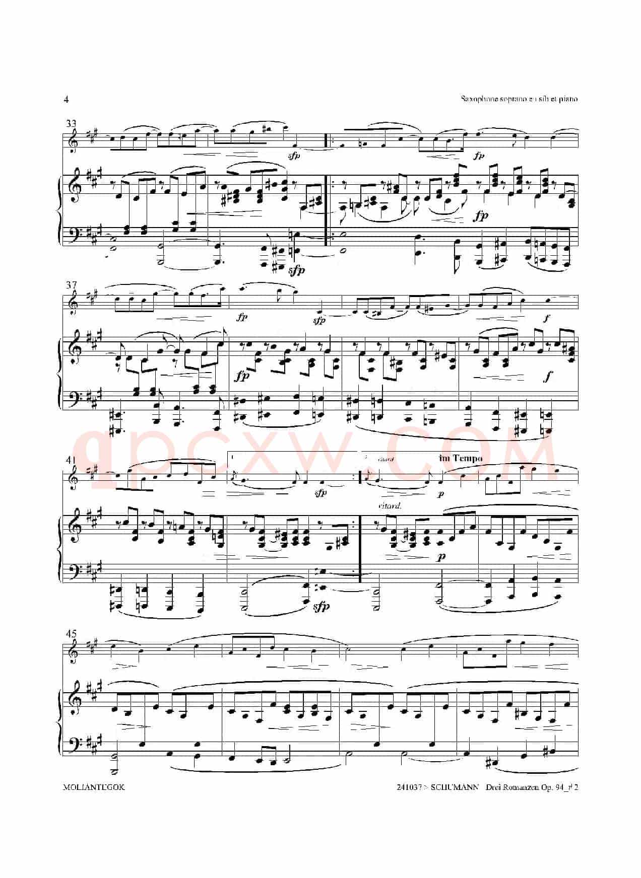 三首浪漫曲 Op.94（高音萨克斯+钢琴伴奏）