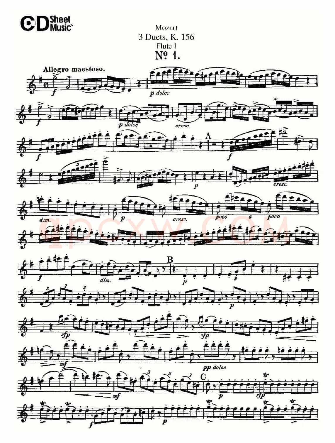 3 Duets K.156 之第一长笛（二重奏三首 K156号）