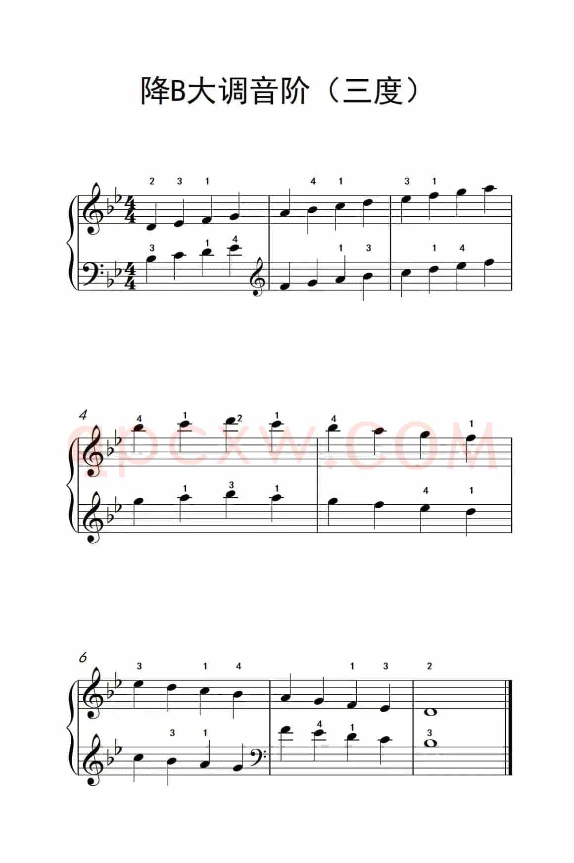 降B大调音阶（三度）（儿童钢琴练习曲）