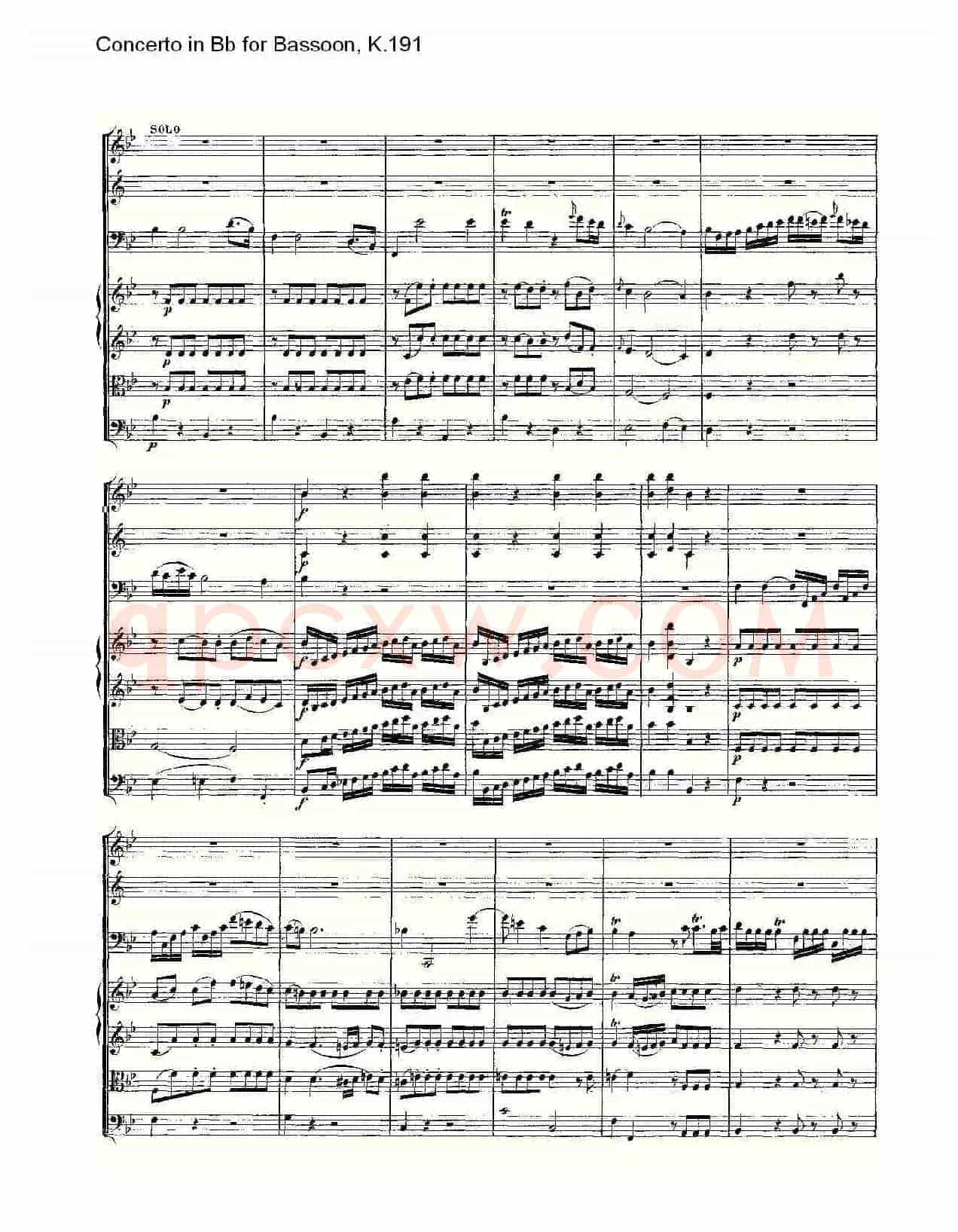 Concerto in Bb for Bassoon, K.191（降B大调大管协奏曲）