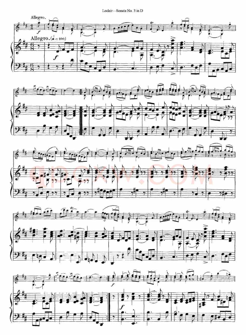 Violin Sonata No.3 In D Major（小提琴+钢琴伴奏）